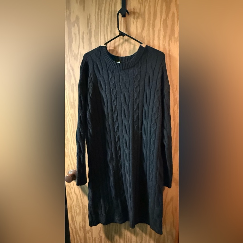 Time and Tru Black Cable Knit Sweater Dress